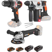 Worx Wxks6 WX354.9 + WX380.9 + WX812.9 + WA3601 20V/2AH Pro Kombo Set