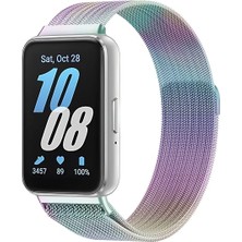 Dexmon Galaxy Fit 3 Uyumlu Paslanmaz Mıknatıslı Metal Hasır Terleme Yaptırmaz Flexible Lüx Kordon Kayış