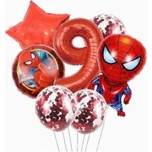 Disney Örümcek Adam Balon Seti Rakam Balon Pullu Şeffaf Balon Spiderman Balon