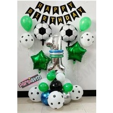 Parti Avm Futbol Temalı Balon Seti Happy Birthday Banner Futbol Topu Rakam Balon Seçenekli 1-9 Yaş