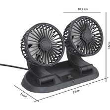 Techmaster Araç Araba Otomobil Mini 2 Li Vantilatör Fan Pervane Soğutucu 12V FAN10