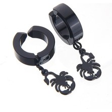 İdol Avm Erkek Küpe Çelik Sıkıştırmalı Siyah Akrep Takı Aksesuar P24 T5