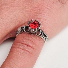 İdol Avm Kuru Kafa Zirkon Taşlı Ayarlanabilir Erkek Çelik Yüzük Y24 T5