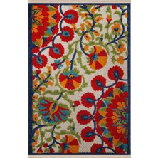 Rugs Modern Açık Ton Çok Renkli Çiçek Ve Gül Motif Desenli Kreatif Vintage Dekoratif Halı 2673