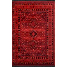 Rugs Modern Kırmızı Temalı Geleneksel Motif Etnik Desenli Vintage Dekoratif Halı 1925