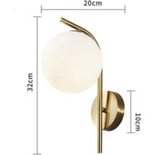 Burenze Modern Aplik Eskitme Gold Sarı Beyaz Glop Camlı Duvar Aplik E-27 Duy Elektrik ile Çalışır