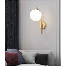 Burenze Modern Aplik Eskitme Gold Sarı Beyaz Glop Camlı Duvar Aplik E-27 Duy Elektrik ile Çalışır