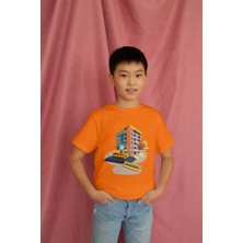 Bubuga Erkek Çocuk %100 Pamuk Premium Inşaat Baskılı Kısa Kol T-Shirt