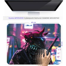 İlyuka 40X30CM Gaming Oyuncu Mousepad Kaymaz Kauçuk Taban Dikişli Kenar Cyberpunk Samurai MP054030