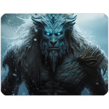 İlyuka 40X30CM Gaming Oyuncu Mousepad Kaymaz Kauçuk Taban Dikişli Kenar Ice Giant MP094030