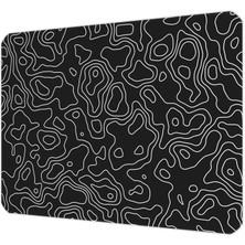 İlyuka 40X30CM Gaming Oyuncu Mousepad Kaymaz Kauçuk Taban Dikişli Kenar Black Topography Map MP104030