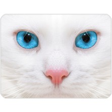 İlyuka 40X30CM Gaming Oyuncu Mousepad Kaymaz Kauçuk Taban Dikişli Kenar White Cat MP124030