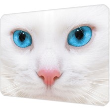 İlyuka 40X30CM Gaming Oyuncu Mousepad Kaymaz Kauçuk Taban Dikişli Kenar White Cat MP124030