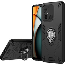 4U Sky Xiaomi Poco C55 4g Slim-Fit Telefon Kılıfı Için Pc+Tpu+Metal Kickstand Telefon Kapağı-Siyah (Yurt Dışından)