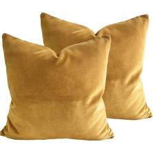 Arasta Design Koyu Hardal Sarısı, 2'Li Set Kırlent Kılıfı,  43x43 Cm