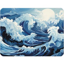 İlyuka 40X30CM Gaming Oyuncu Mousepad Kaymaz Kauçuk Taban Dikişli Kenar Ocean Storm MP144030