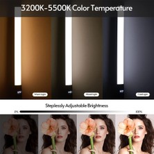 The Wlue Şarjlı 50 cm Rgb Stick 114 LED Işık Kumandalı Profesyonel Selfie Stüdyo Sahne Işığı