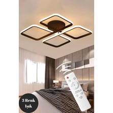 Reel Avize - Novem Kare Led Model - Siyah Kasa - 3 Renk Kumandalı
