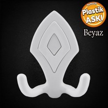 Badem10  Askı Askılık Sert Plastik Beyaz Vestiyer Duvar Askısı Dolap Elbise Askılığı