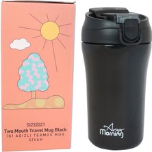 Any Morning SI232021 Iki Ağızlı Termos Mug Siyah 400 ml