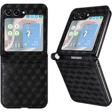 Seashell Digital Samsung Galaxy Z Flip6 5g Kılıf Pu Deri + Pc Telefon Kapağı Eşkenar Dörtgen Kart Yuvası-Siyah (Yurt Dışından)