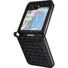 Seashell Digital Samsung Galaxy Z Flip6 5g Kılıf Pu Deri + Pc Telefon Kapağı Eşkenar Dörtgen Kart Yuvası-Siyah (Yurt Dışından)