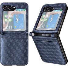 Seashell Digital Samsung Galaxy Z Flip6 5g Kılıf Pu Deri + Pc Telefon Kapağı Eşkenar Dörtgen Kart Yuvası-Mavi (Yurt Dışından)