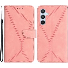 Seashell Digital Samsung Galaxy M35 5g Kılıf Skin-Touch Lines Pu Deri Telefon Kapağı-Pembe (Yurt Dışından)