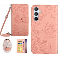 Seashell Digital Samsung Galaxy M35 5g Kılıf Pu Deri Çiçek Crossbody Telefon Çantası-Pembe (Yurt Dışından)