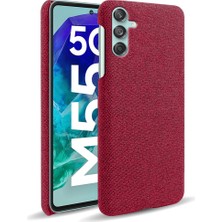 Seashell Digital Samsung Galaxy M55 5g Kılıf Çizilmeye Dayanıklı Kumaş+Pc Telefon Kılıfı-Kırmızı (Yurt Dışından)