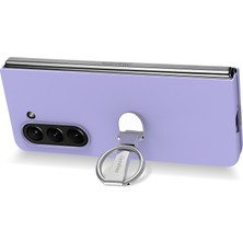 Seashell Digital Samsung Galaxy Z Fold6 5g Kılıf Halka Tutucu Pc Telefon Kapağı Temperli Cam Filmli-Mor (Yurt Dışından)