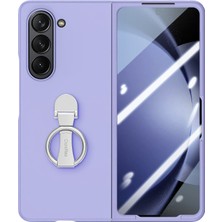 Seashell Digital Samsung Galaxy Z Fold6 5g Kılıf Halka Tutucu Pc Telefon Kapağı Temperli Cam Filmli-Mor (Yurt Dışından)