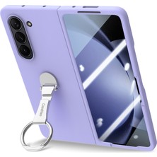 Seashell Digital Samsung Galaxy Z Fold6 5g Kılıf Halka Tutucu Pc Telefon Kapağı Temperli Cam Filmli-Mor (Yurt Dışından)