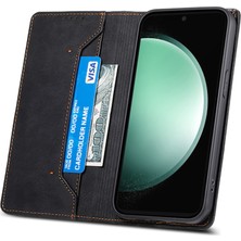 Seashell Digital Samsung Galaxy S24 Fe Kılıf Rfıd Engelleme Pu Deri Telefon Kapağı-Siyah (Yurt Dışından)