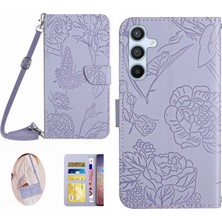 Seashell Digital Samsung Galaxy M35 5g Kılıf Pu Deri Çiçek Crossbody Telefon Çantası-Mor (Yurt Dışından)