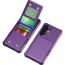 Seashell Digital ZM11 Samsung Galaxy S23 Fe Kılıf Kickstand Kartlık Deri+Tpu Telefon Kapağı-Mor (Yurt Dışından)