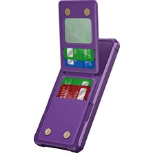 Seashell Digital ZM11 Samsung Galaxy S23 Fe Kılıf Kickstand Kartlık Deri+Tpu Telefon Kapağı-Mor (Yurt Dışından)