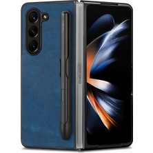 Seashell Digital Samsung Galaxy Z Fold6 5g Kılıf Retro Pu Deri+Pc Kapaklı Kalem Yuvası-Mavi (Yurt Dışından)