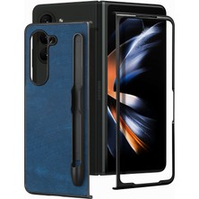 Seashell Digital Samsung Galaxy Z Fold6 5g Kılıf Retro Pu Deri+Pc Kapaklı Kalem Yuvası-Mavi (Yurt Dışından)