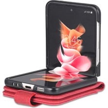 Seashell Digital Azns Samsung Galaxy Z Flip6 5g Kılıf Kart Yuvaları Pu Deri Katlanır Telefon Kapağı-Kırmızı (Yurt Dışından)