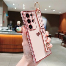 Seashell Digital Samsung Galaxy S24 Ultra Kılıf Love Hearts Tasarım Tpu Telefon Kılıfı Bileklik Kickstand-Pembe (Yurt Dışından)