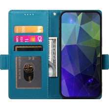 Seashell Digital Samsung Galaxy A25 5g (Global) (161.0 x 76.5 x 8.3mm) Kılıf Pu Deri Standlı Cep Telefonu Standı Kapak-Mavi (Yurt Dışından)