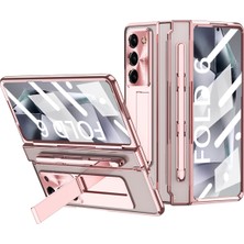 Seashell Digital Samsung Galaxy Z Fold6 5g Kickstand Telefon Kılıfı Pc Katlanır Kapak ile Temperli Cam Filmi + Stylus Kalem-Gül Altın (Yurt Dışından)