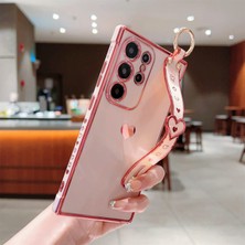 Seashell Digital Samsung Galaxy S24 Ultra Kılıf Love Hearts Tasarım Tpu Telefon Kılıfı Bileklik Kickstand-Pembe (Yurt Dışından)