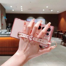 Seashell Digital Samsung Galaxy S24 Ultra Kılıf Love Hearts Tasarım Tpu Telefon Kılıfı Bileklik Kickstand-Pembe (Yurt Dışından)