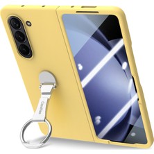 Seashell Digital Samsung Galaxy Z Fold6 5g Kılıf Halka Tutucu Pc Telefon Kapağı Temperli Cam Filmli-Sarı (Yurt Dışından)