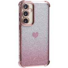 Seashell Digital Samsung Galaxy A34 5g Kılıf Kalp Desenli Damla Koruma Glitter Tpu Telefon Kapağı-Pembe (Yurt Dışından)