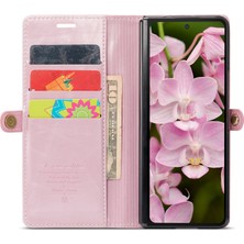 Seashell Digital Caseme Samsung Galaxy Z Fold6 5g Pu Deri Kılıf Standı Retro Cüzdan Telefon Kapağı-Pembe (Yurt Dışından)