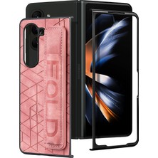 Seashell Digital Samsung Galaxy Z Fold6 5g Kılıf Bilek Bandı Deri + Kalem Yuvalı Pc Kapağı-Pembe (Yurt Dışından)