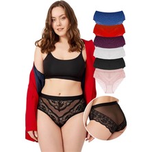 Cottonhill Dantelli Arkası Transparan Büyük Beden Bikini Külot 6'lı Paket
